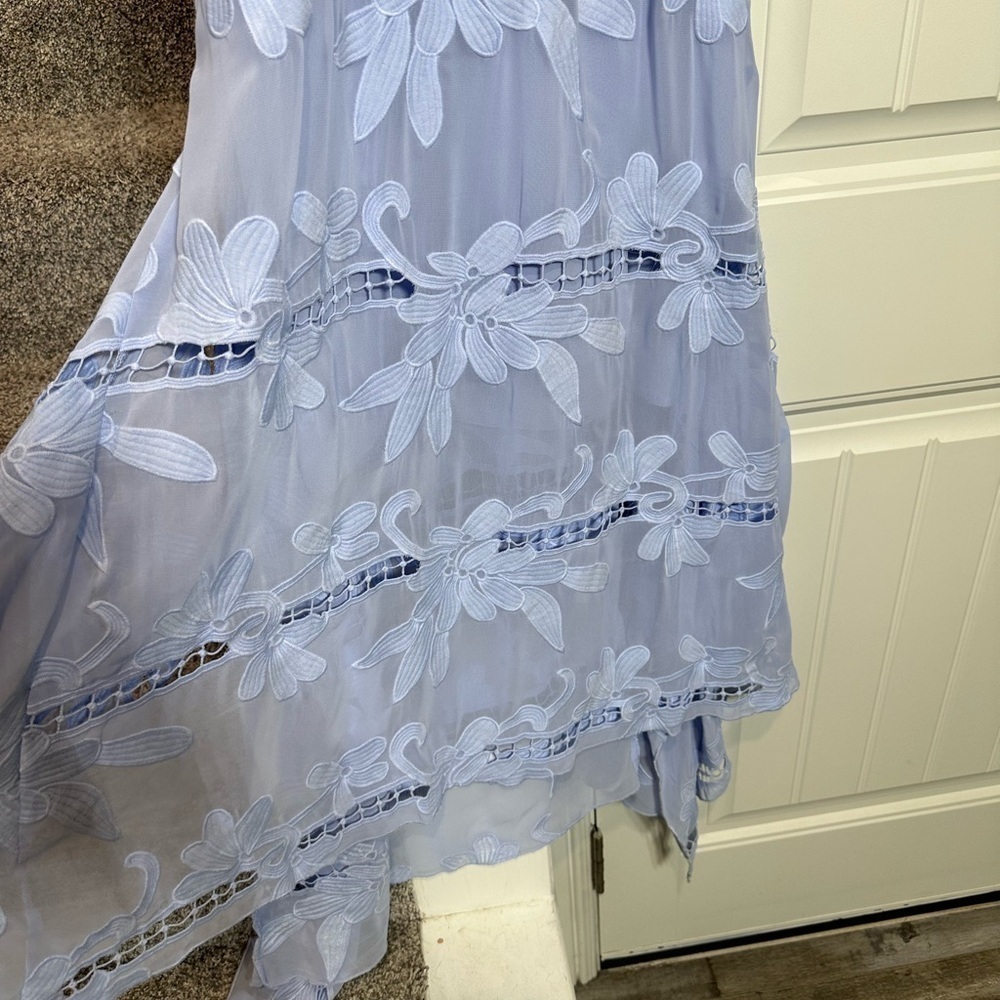 SELF-PORTRAIT Blue Floral Embroidered Midi Dress - Picture 8 of 16